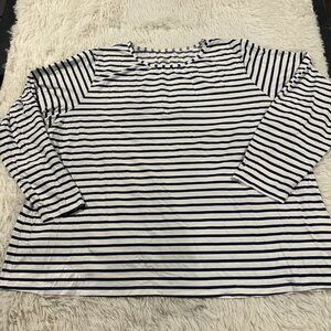 Lands End 2X womens surf and turf shirt blue striped quick dry